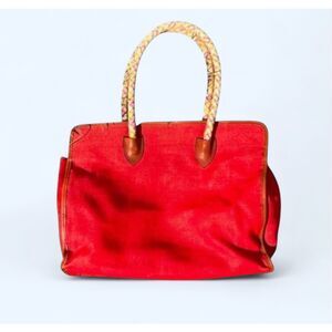 Vintage Dillards Made in Italy Red Leather Purse with Colorful Straps